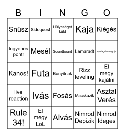 Nimrod Bingo! Bingo Card