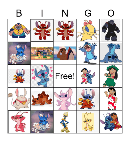Disney's Stitch Bingo Card