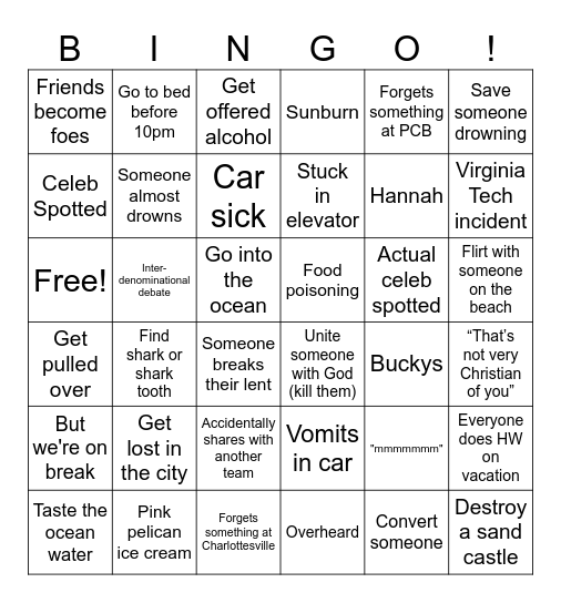 UVA PCB Bingo Card
