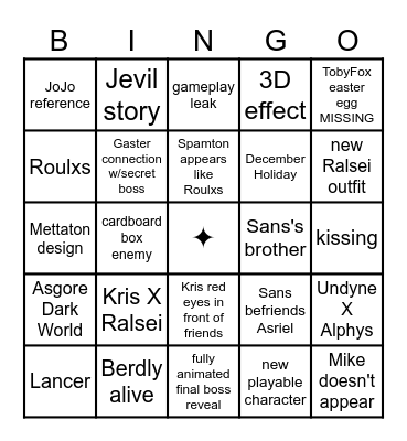 DELTARUNE CHAPTER 3 & 4 Bingo Card