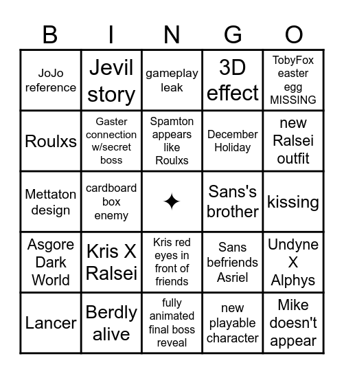 DELTARUNE CHAPTER 3 & 4 Bingo Card