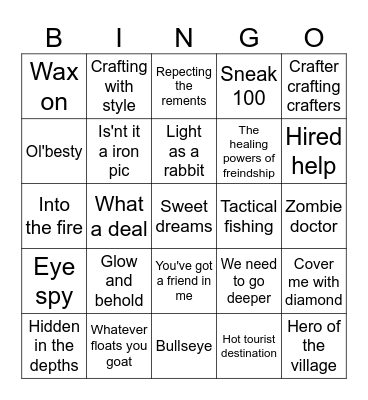 Minecraft Bingo Card