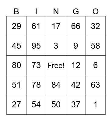 Tea Party Bingo Card