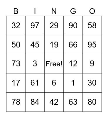 Tea Party Bingo Card