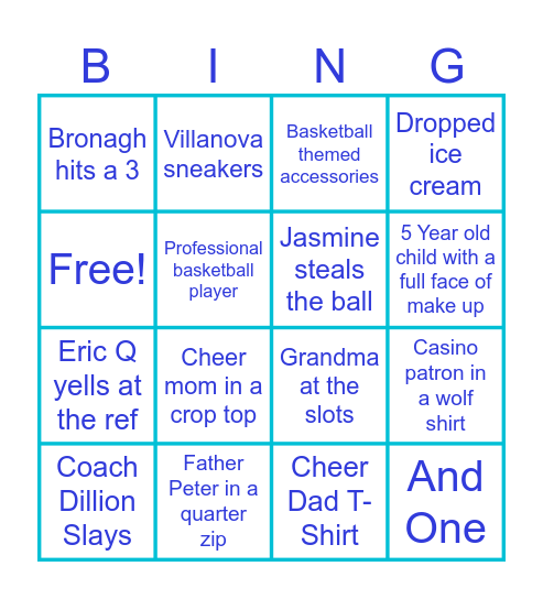 Women's Big East Bingo Card