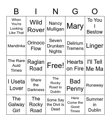 Happy St. Patrick's Day Bingo Card