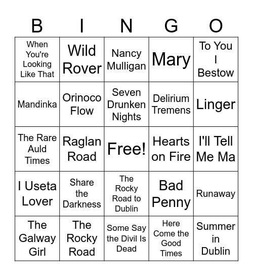 Happy St. Patrick's Day Bingo Card
