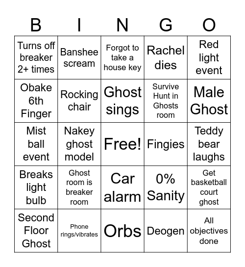 Rachel Realm Bingo Card
