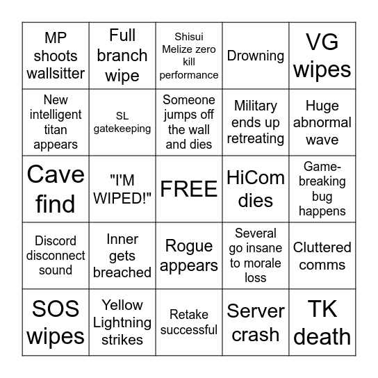 Helena Retake Bingo Card