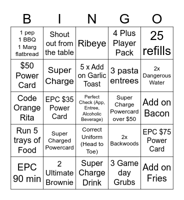 Salesmanship Bingo Card