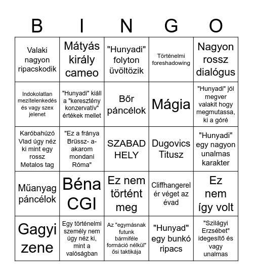 CBA-s Trónok Harca Bingo Card