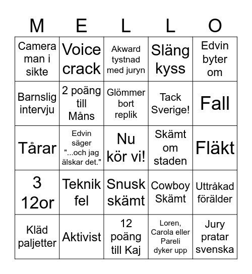 Mello Bingo Card