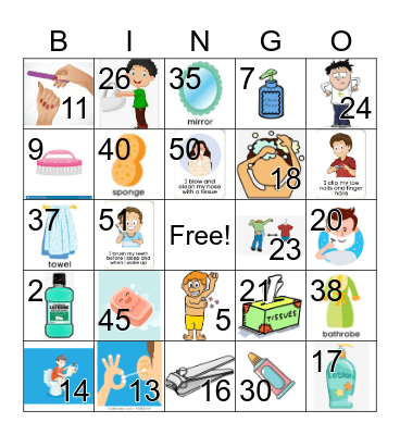 Personal Hygiene Bingo Card