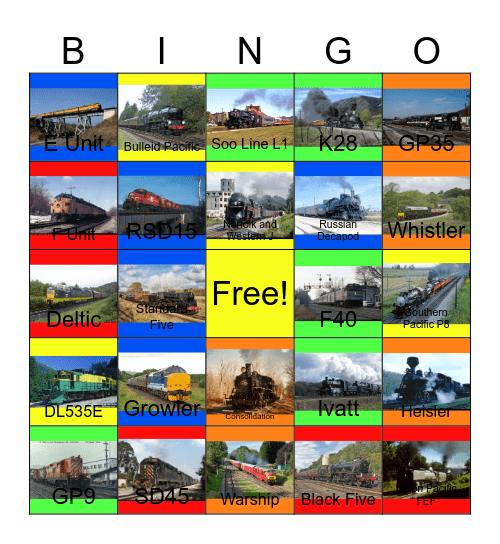 Railway Lines that I would like to work during the Spring and Fall Months besides my commissary someday Bingo Card