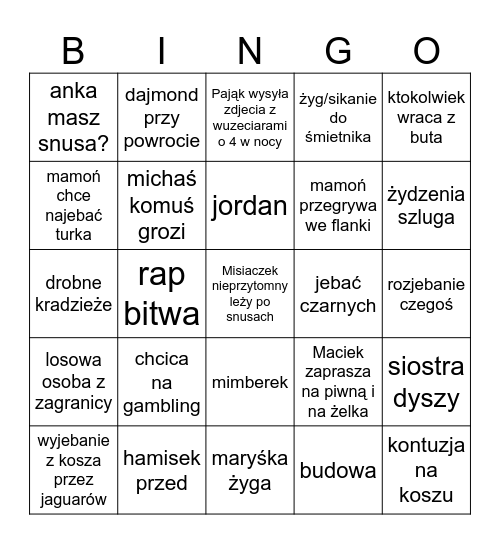 Miasteczko bingo Card