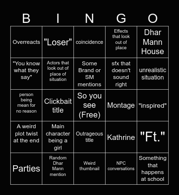 Hey Dhar Mann Fam Bingo Card