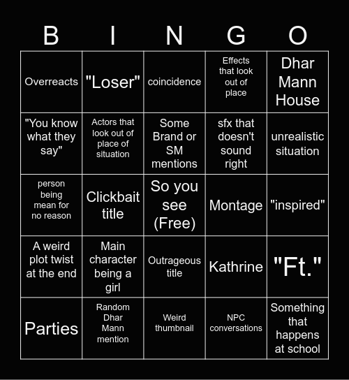 Hey Dhar Mann Fam Bingo Card