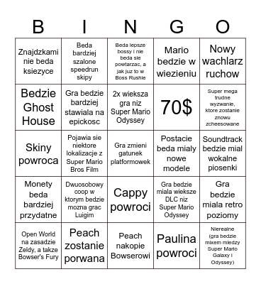 Untitled New 3D Super Mario Bingo Card