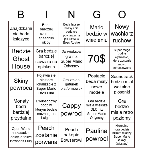 Untitled New 3D Super Mario Bingo Card