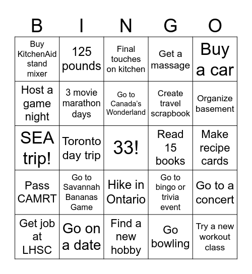 2025 Bingo Card