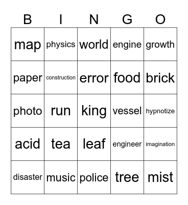 gooning Bingo Card