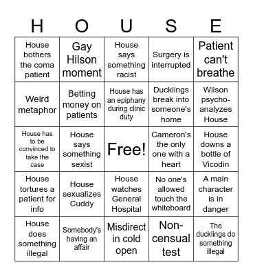 House Bingo Card
