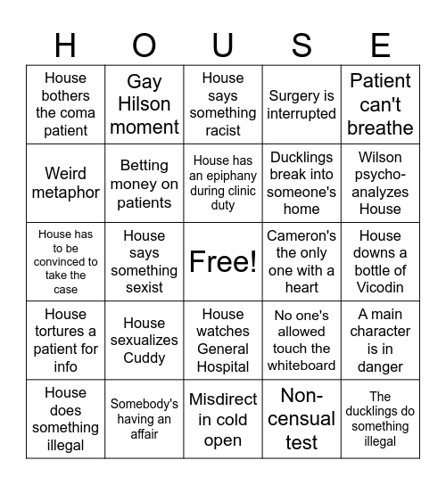 House Bingo Card