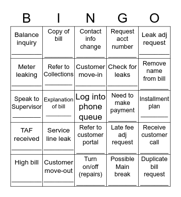 Lindsay Team Bingo Card