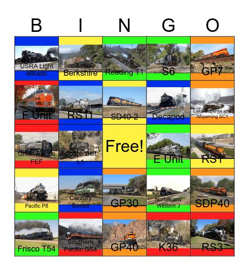 American Railways-Past to the Present Bingo Card