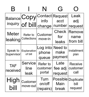 Customer Service Week 2016! Bingo Card