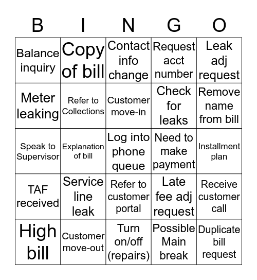 Customer Service Week 2016! Bingo Card