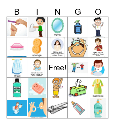 Personal Hygiene Bingo Card