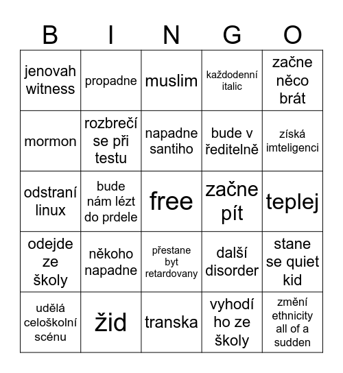 bicik bingo Card