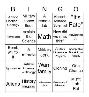 Questionable Science Bingo Card