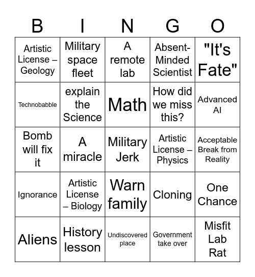 Questionable Science Bingo Card