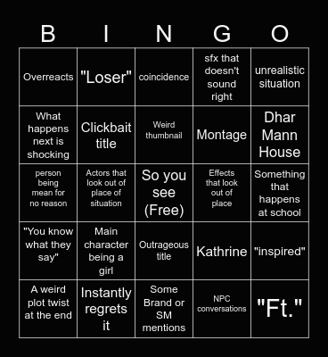Hey Dhar Mann Fam Bingo Card