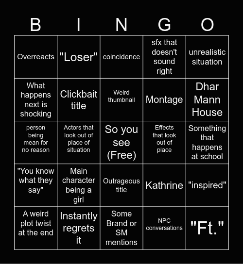 Hey Dhar Mann Fam Bingo Card