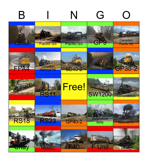 Canadian Railways-Past to the Present Bingo Card