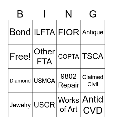 Quality Bingo Card