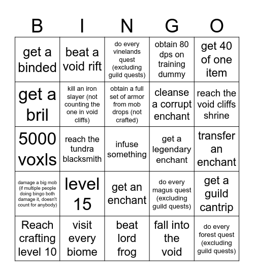 voxlblade Bingo Card