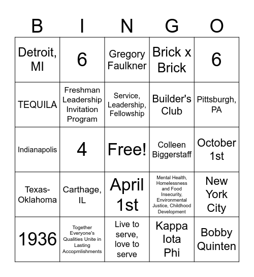 LEDCON Senior Night! Bingo Card