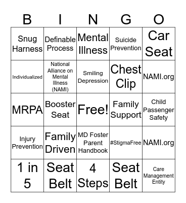 Fall Resource Parent Conference Bingo Card