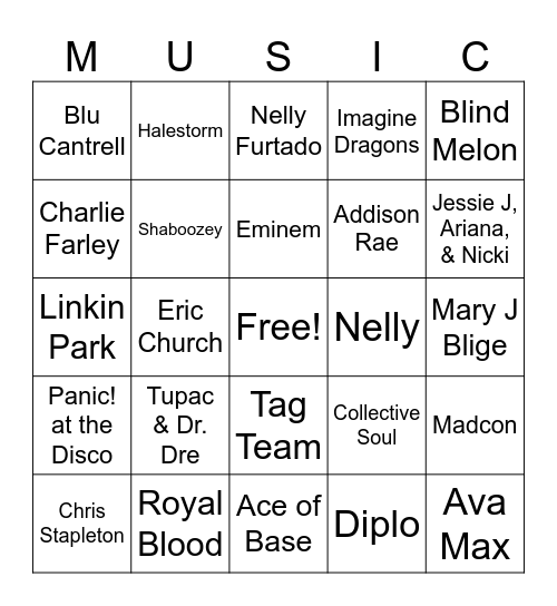 Music_03082025 Bingo Card