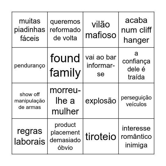 BINGO JOHN WICK Bingo Card