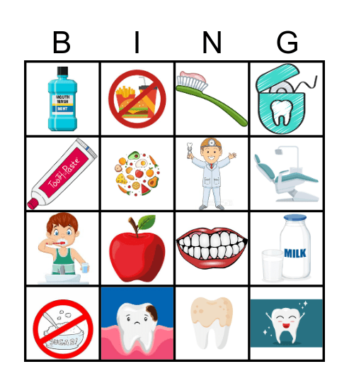 Oral Health Bingo Card