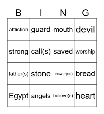 1st Sunday of Lent year C Bingo Card