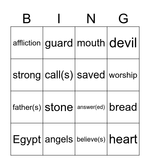 1st Sunday of Lent year C Bingo Card