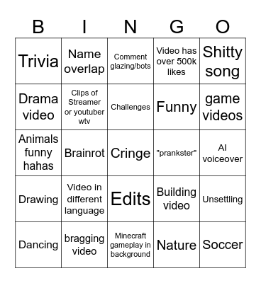 tiktok bingo Card