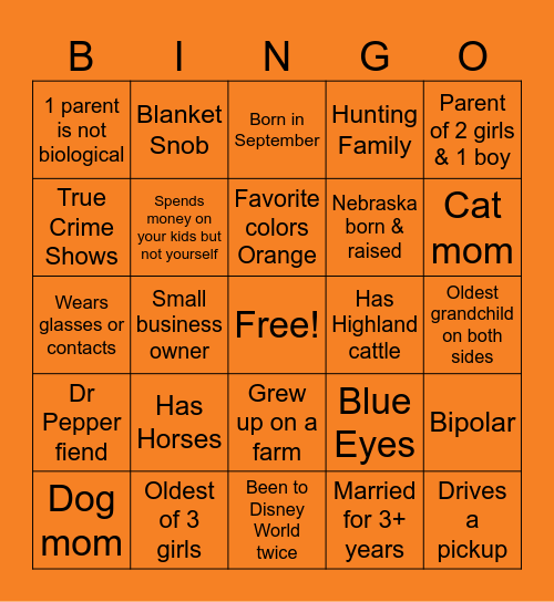 Ali’s Bingo Card