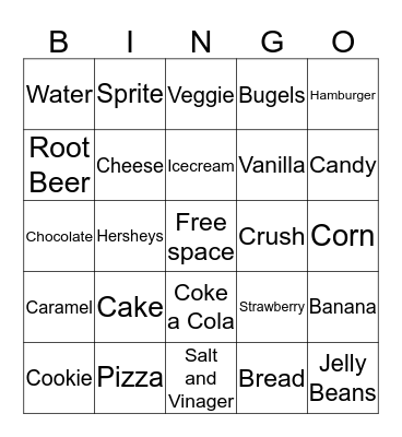 Food Bingo Card